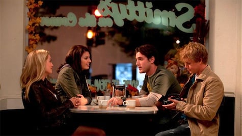 (Left to right) Lauren Storm, Brooke Peoples, Trevor Morgan and Hallock Beals talk in the opening scene of "Munger Road" inside Smitty's Cafe in Downtown St. Charles.