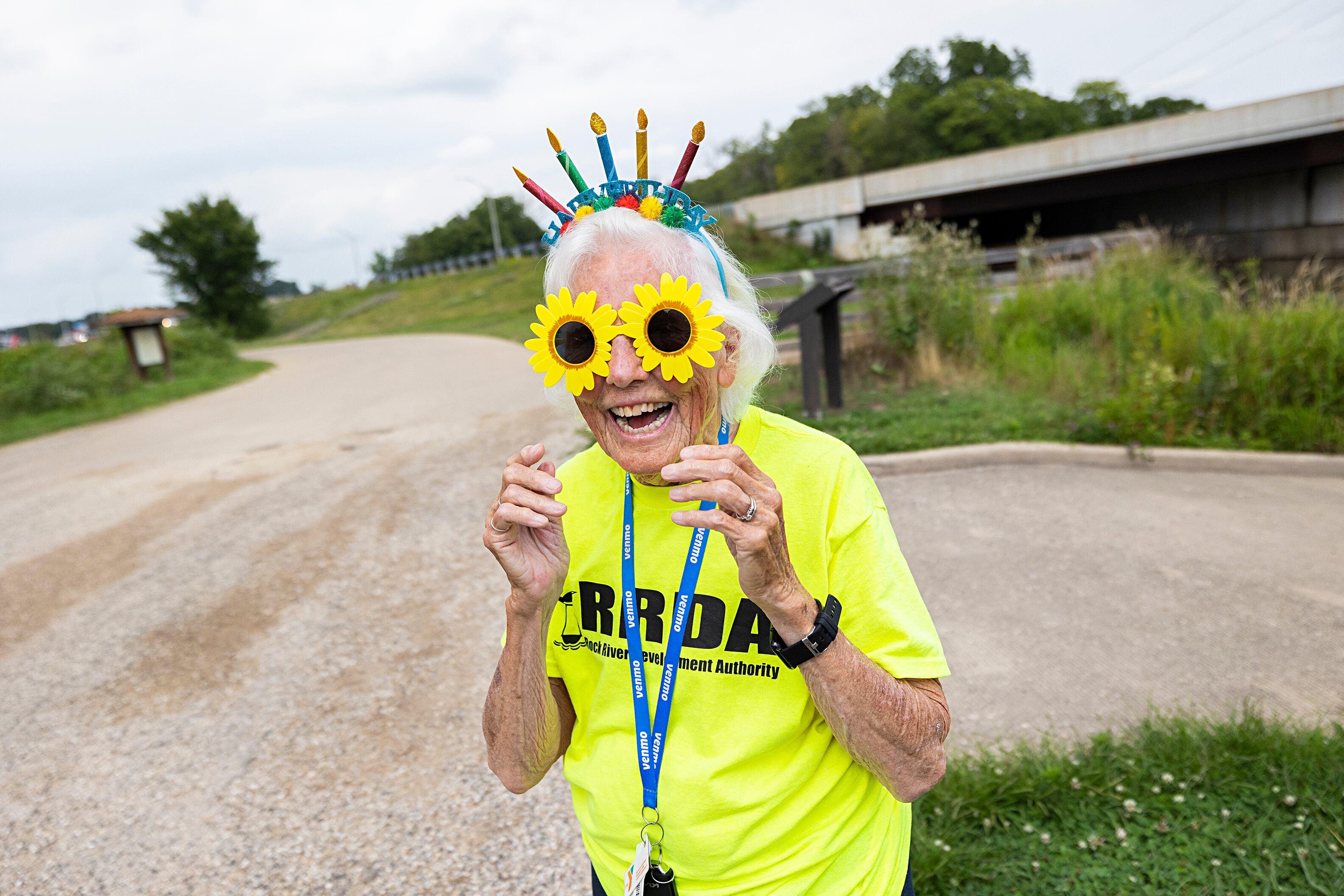 Nancy Gates of Sterling gears up for her birthday celebration Wednesday, July 24, 2024, in Rock Falls. The Yak-Yak Sisters kayaking group is celebrating Nancy as she turns 90 on Aug. 1.