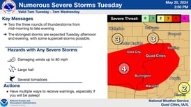 Severe weather expected to hit northern Illinois Tuesday