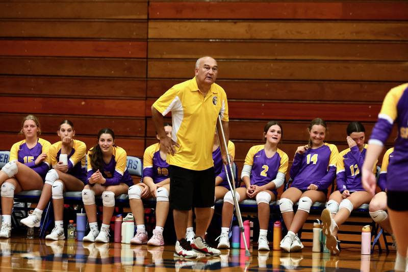 Demi Salazar returned right back to the Mendota bench after having knee surgery last week.