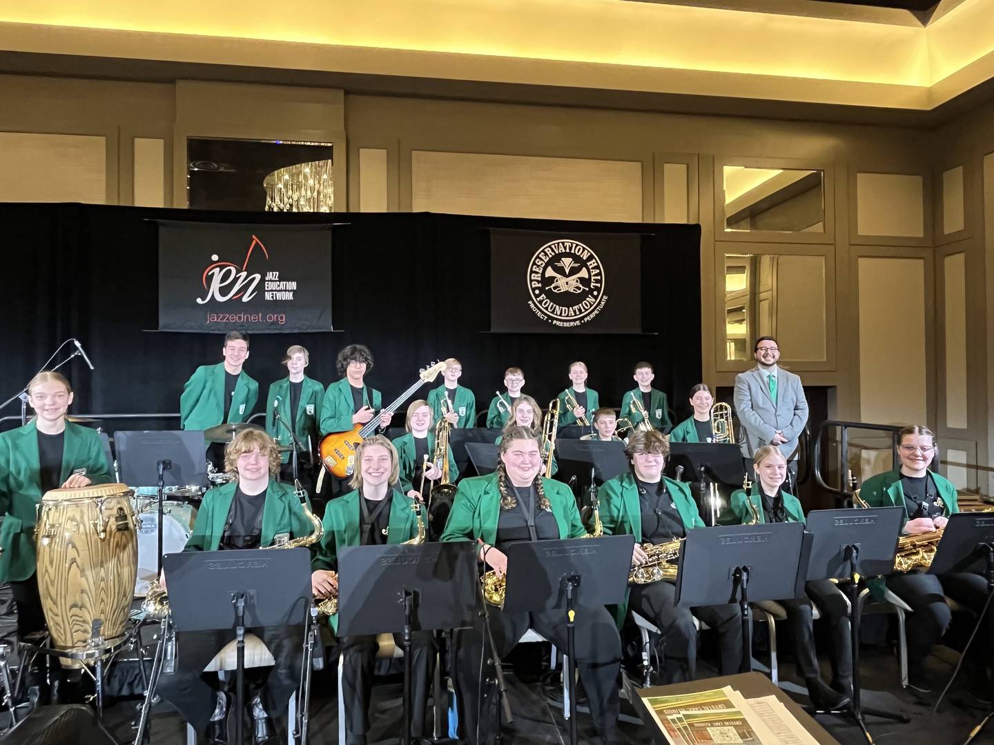 The Prairie Grove Junior High School Jazz Band 1 at the Jazz Education Network conference in New Orleans in January 2024.