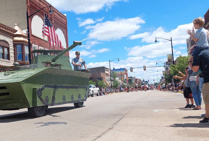 The Sons of the American Legion blast water at parade spectators Sunday, June 30, 2024, during the Liberty Fest parade in Streator.