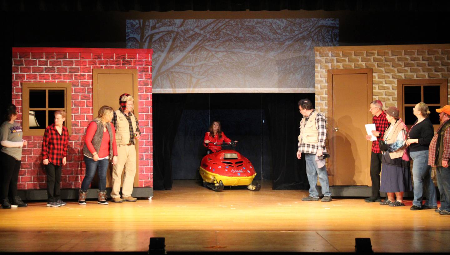Ariel played by Kathy Missel makes her entrance to the fascination of the citizens of Wabasha in "Grumpy Old Men - The Musical" at Engle Lane Theatre in Streator.