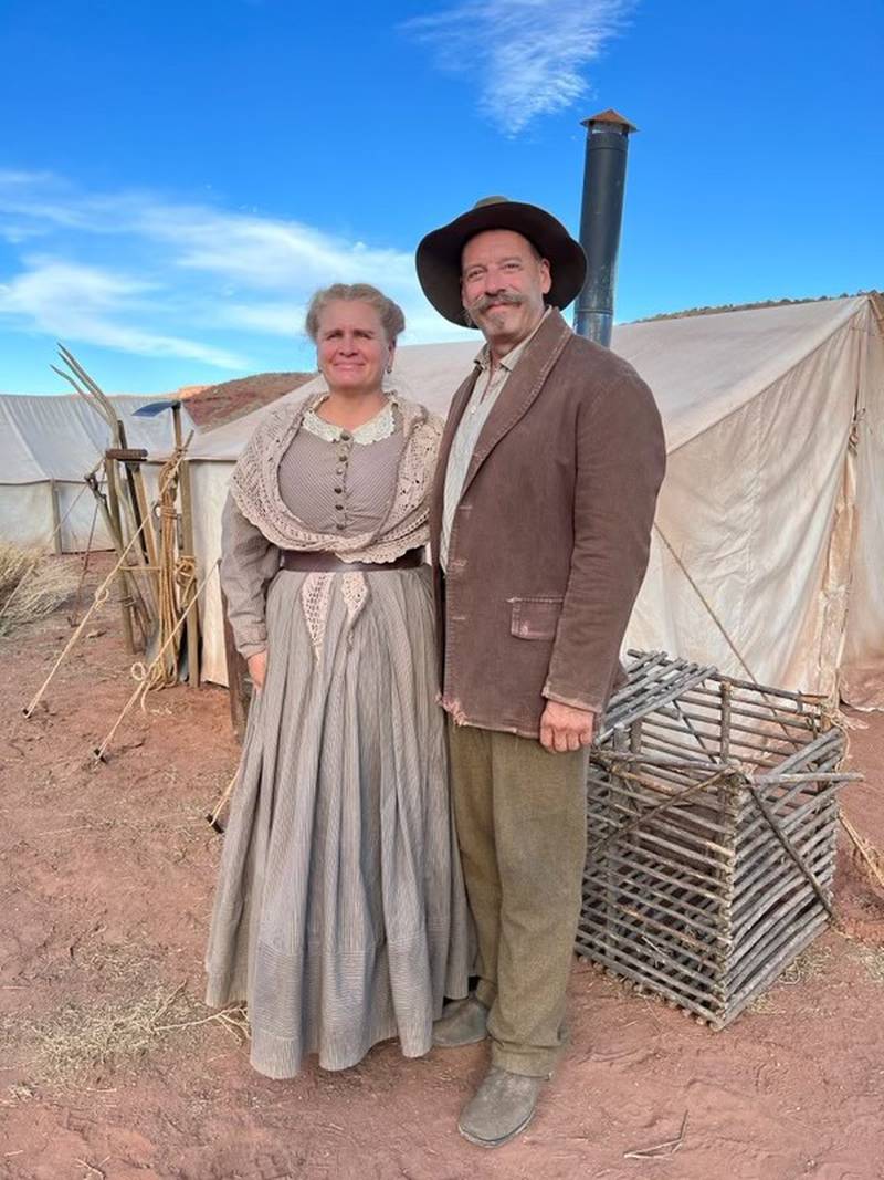 Mike Wakeley and Mary Wakeley on set for the first week of shooting in Utah during September 2022. (provided)