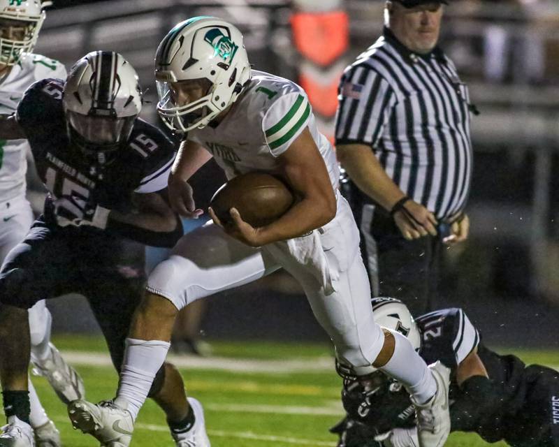 York's Bruno Massel (1) runs in for a touchdown during a football game between York at Plainfield North on Friday, Sept 6th, 2024 in Plainfield. Gary E Duncan Sr for Shaw Local News Network.