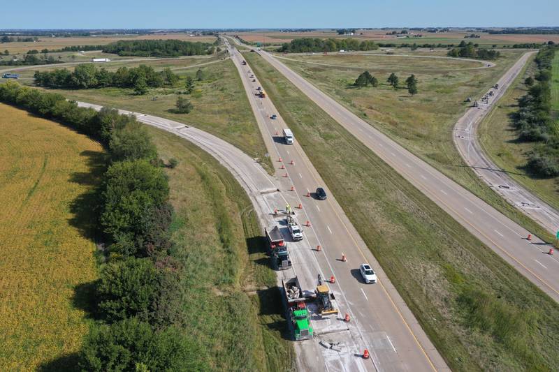 The busiest intersection in the Illinois Valley is under construction. Crews replace the off ramp southbound to Interstate 39 at the  Interstate 39-Interstate 80 interchange on Monday, Sept. 9, 2024. The work will last until most of November. Workers will be patching the ramps and improving the shoulders. Traffic will be redirected to the inner-loop of the interchange during the project. Motorists are urged to watch for slow or stopped traffic and can expect delays in that area.