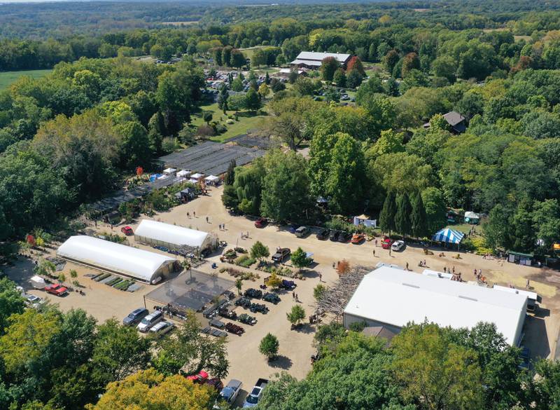 An aerial view of the Artisan Market on Saturday, Sept. 14, 2024 at Hornbakers in Princeton.