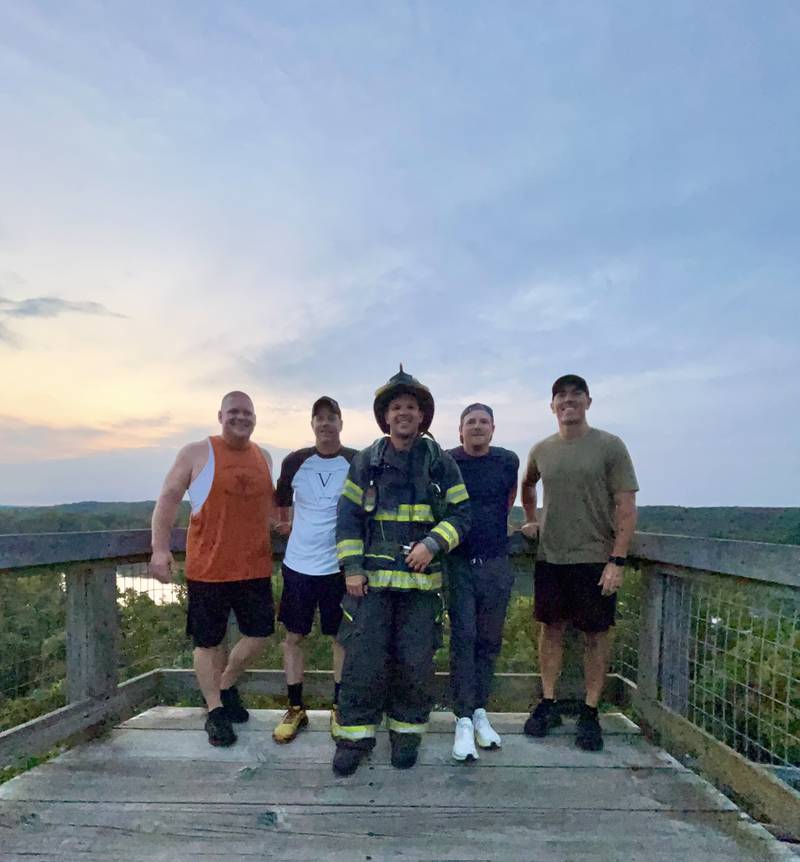 Dixon firefighter Sean Wagner, shown with friends