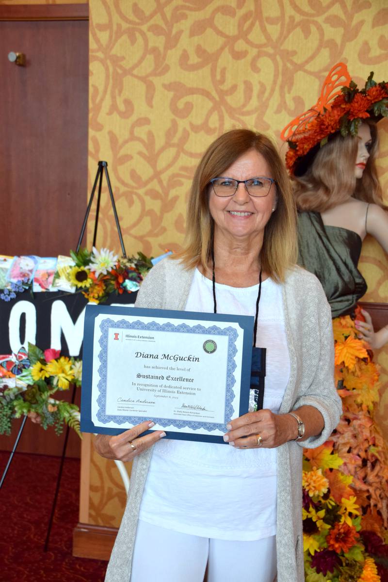 Livingston County Master Gardener Diana McGuckin received a state award from the Illinois Master Gardener program at the Illinois Master Gardener Conference and awards ceremony Sept. 8 in East Peoria.