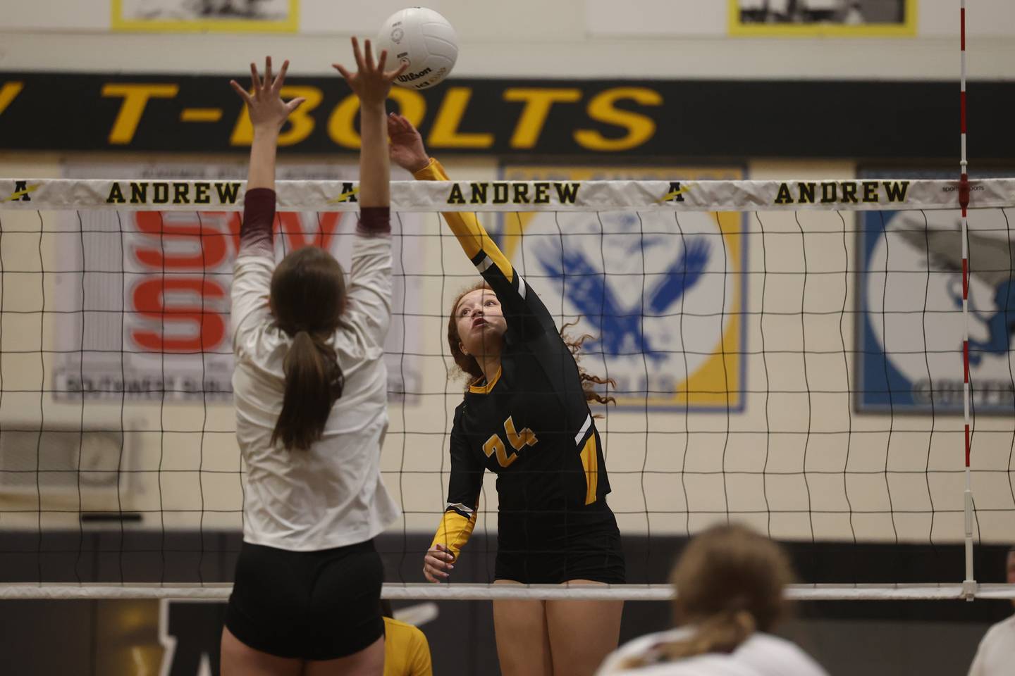 Joliet West’s Natalia Harris hits shot against Lockport in the Class 4A Andrew Regional title match on Thursday.