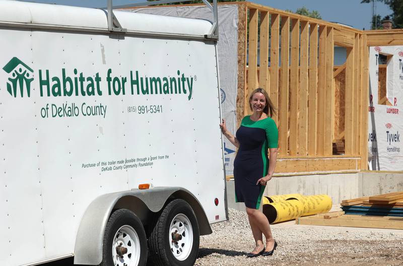 Habitat for Humanity of DeKalb County Executive Director Kim McIver at a construction site Wednesday, Aug. 23, 2023, for one of their new homes at 308 Spring Street in Kingston. Habitat for Humanity of DeKalb County is celebrating 25 years in 2023.