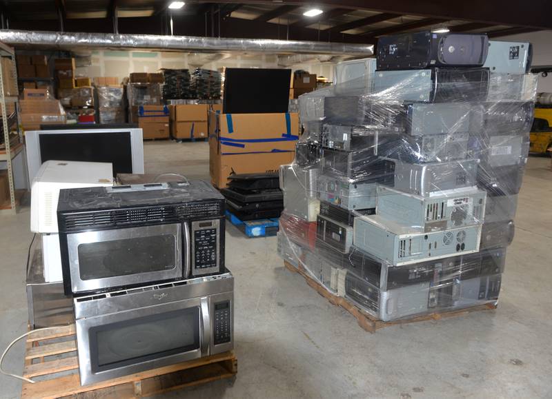 Televisions, microwaves, and computer towers were some of the items collected during the Ogle County Solid Waste Management Department's electronic recycling event in Oregon on Friday, Jan. 26, 2024. The recycling events are held monthly for Ogle County residents. A free permit is required prior to the collection day.