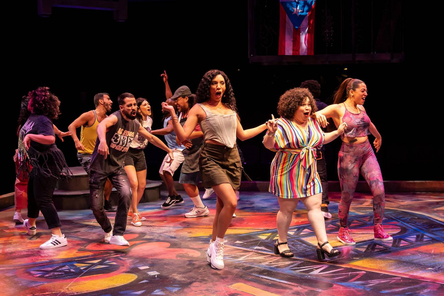Marriott Theatre presents "In the Heights" in 2024 in Lincolnshire on its theater-in-the-round stage.