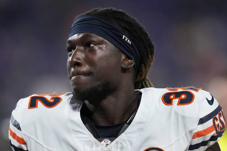 Chicago Bears cornerback Terell Smith  walks off the field after a 12-10 win against the Minnesota Vikings, Nov. 27, 2023, in Minneapolis.