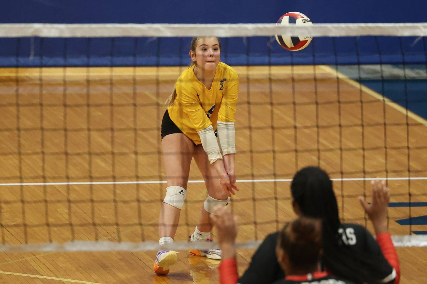 Joliet Central’s Camryn Brown receives the serve against Rich Township on Tuesday, Sept. 17, 2024 in Joliet.