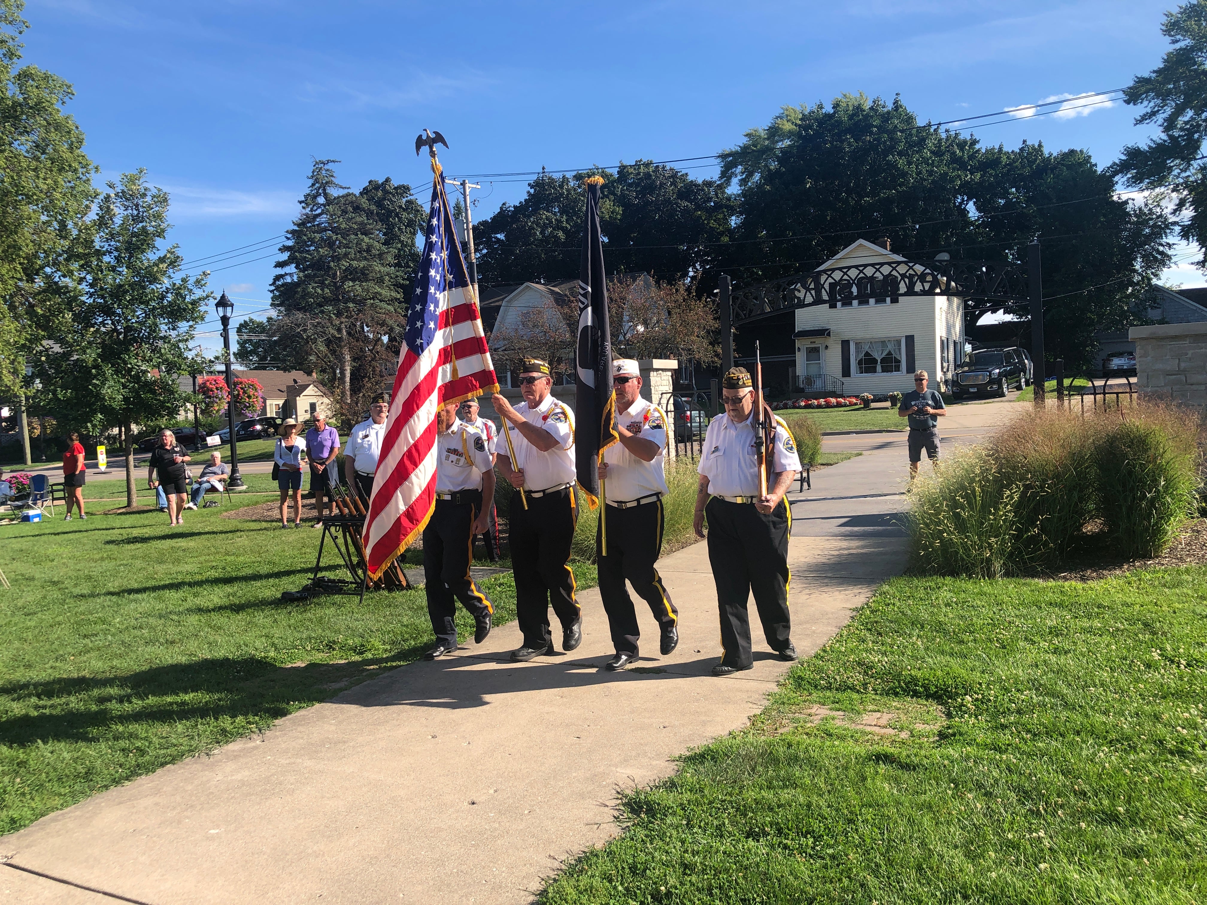 Veterans presented the colors on Sunday, Aug. 11, 2024, at McHenry's Veteran's Park as part of the annual Keep the Spirit of '45 Alive event honoring World War II and Korean War veterans.