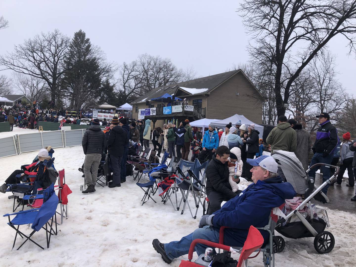 Crowds watch the Norge Ski Jump tournament Jan. 27, 2024 in Fox River Grove.