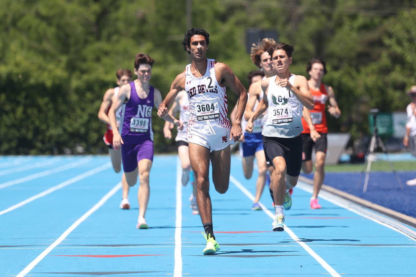 Hinsdale Central’s Aden Bandukwala heads to finish 1st in the Class 3A State Championship on Saturday, May 25, 2024 in Charleston.