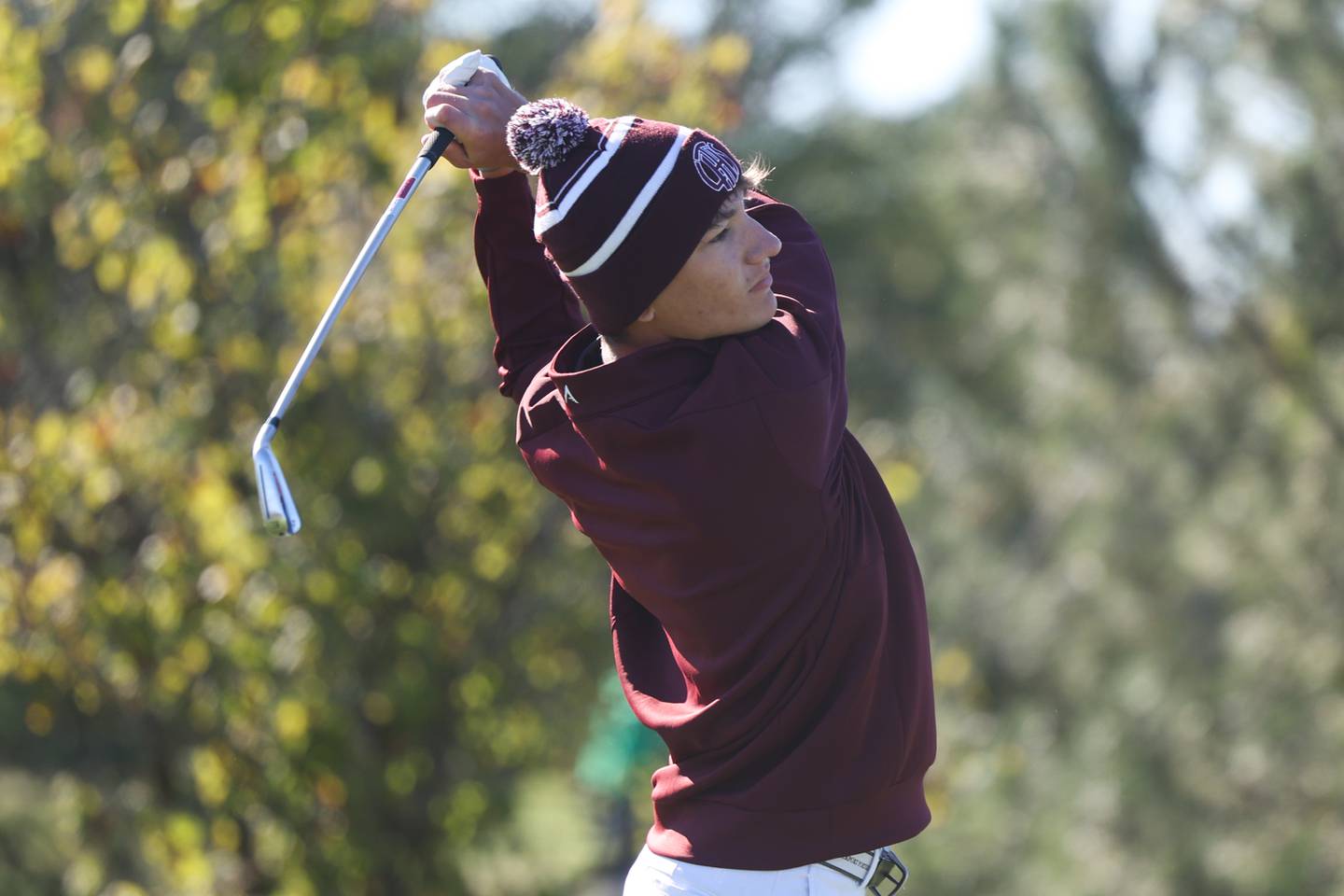 Lockport’s Nate Kwiatkowski tees off at Odyssey Golf Foundation for the 2022 Class 3A Andrew Regional in Tinley Park.