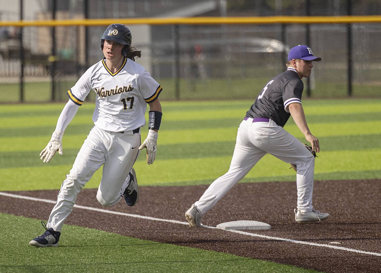 Sterling’s Eli Penne rounds third base against Rochelle Monday, May 20, 2024 the class 3A regional quarterfinal.