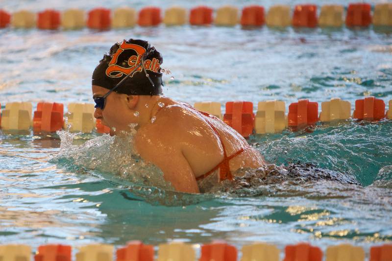 DeKalb - Sycamore's Rebecca Nenonen competes in the 100 Yard Breaststroke at the DeKalb - Sycamore co-op swim meet on Thursday, Sept.30,2022 in DeKalb.