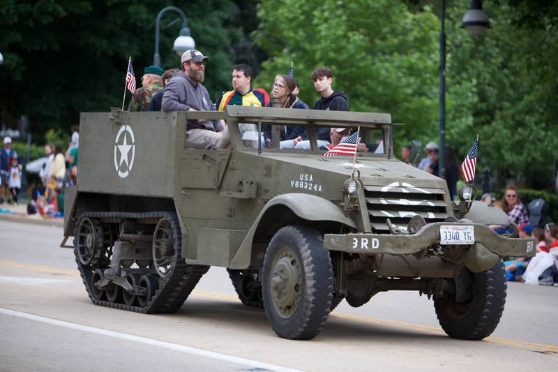 A old Army tank truck at the St. Charles Memorial Day Parade on Monday, May 27,2024 in St. Charles.