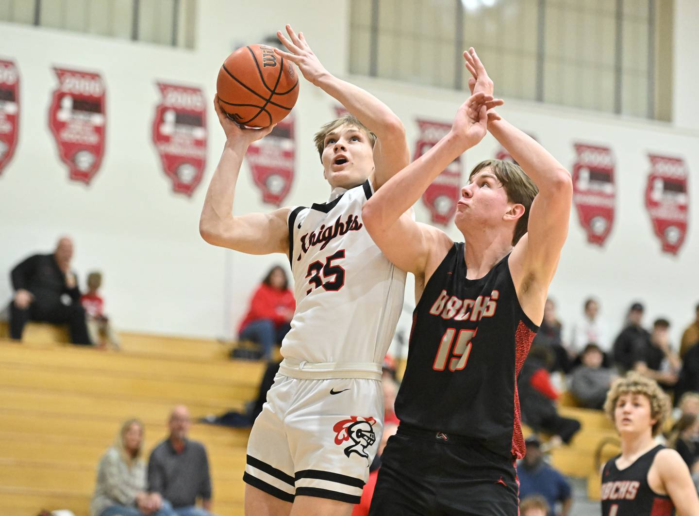 Lincoln-Way Central's Lucas Andresen goes up strong for a shot during a conference game against Bradley on Friday, Feb. 09, 2024, at New Lenox. (Dean Reid for Shaw Local News Network)