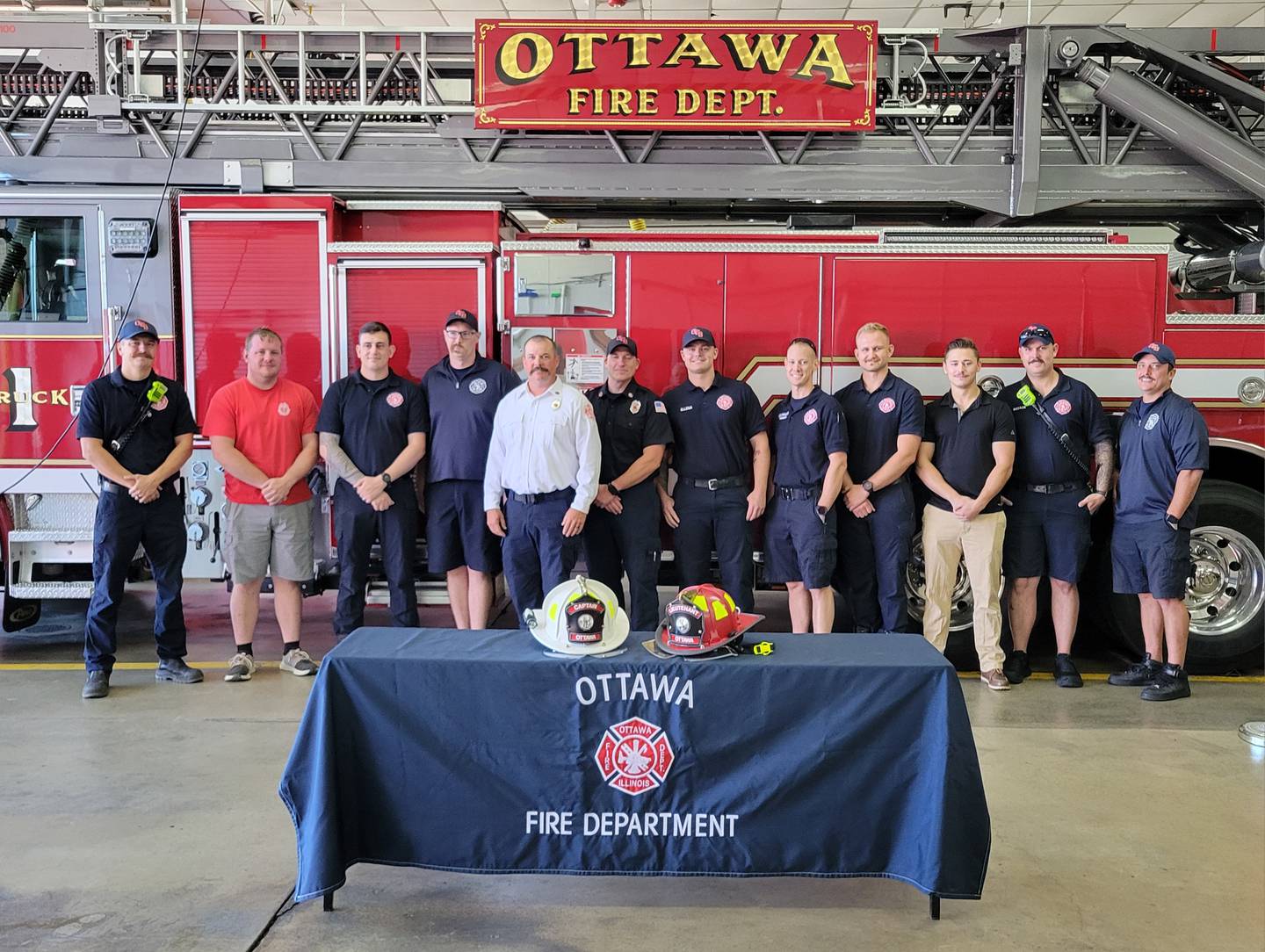 The Ottawa Fire Department had its firefighters fall out for Monday's special pinning ceremony at which Captain Adam Wampler and Lieutenant Cameron Lair received their promotions.