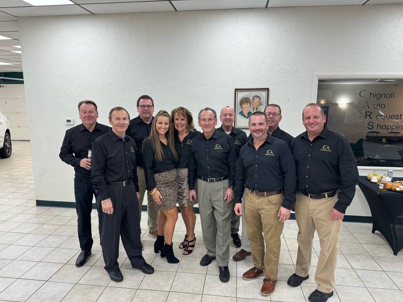 Chignoli Auto Sales family members and staff celebrate 50 years in business at their Showcase in the Showroom. at 1850 Essington Road, Joliet on Oct. 26, 2023.