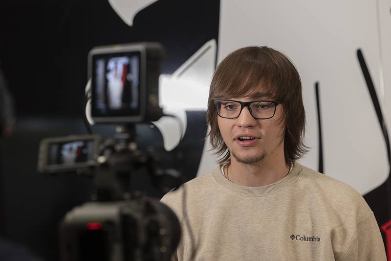 Harry Doane of Dixon tells his story about why he goes to Sauk Valley Community College as part of a marketing campaign Wednesday, Jan. 31, 2024. Students were asked to tell their story during Sauk Fest an annual welcome back to school event at the college.