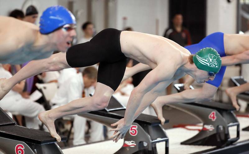 Jack Curtin of Stevenson competes in the Boys 50 Yard Freestyle during the IHSA Boys state swim finals Saturday February 25, 2023 in Westmont.