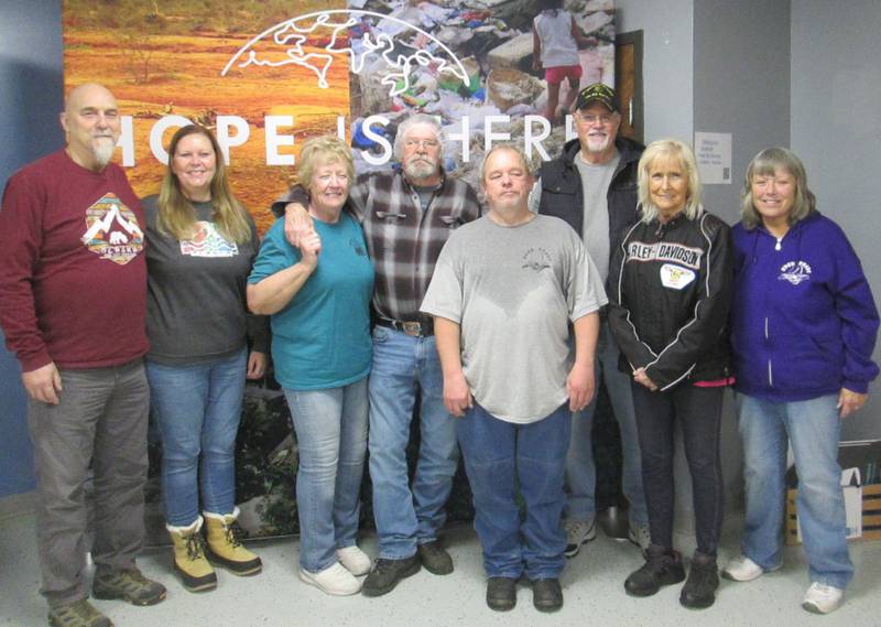 Open Roads ABATE members volunteered at Feed My Starving Children. Pictured are Rich and Cheri Kossak, Patti and Kevin Smith, Frank Lorang, Bob and Cherie Mauer and Linda Oleson.