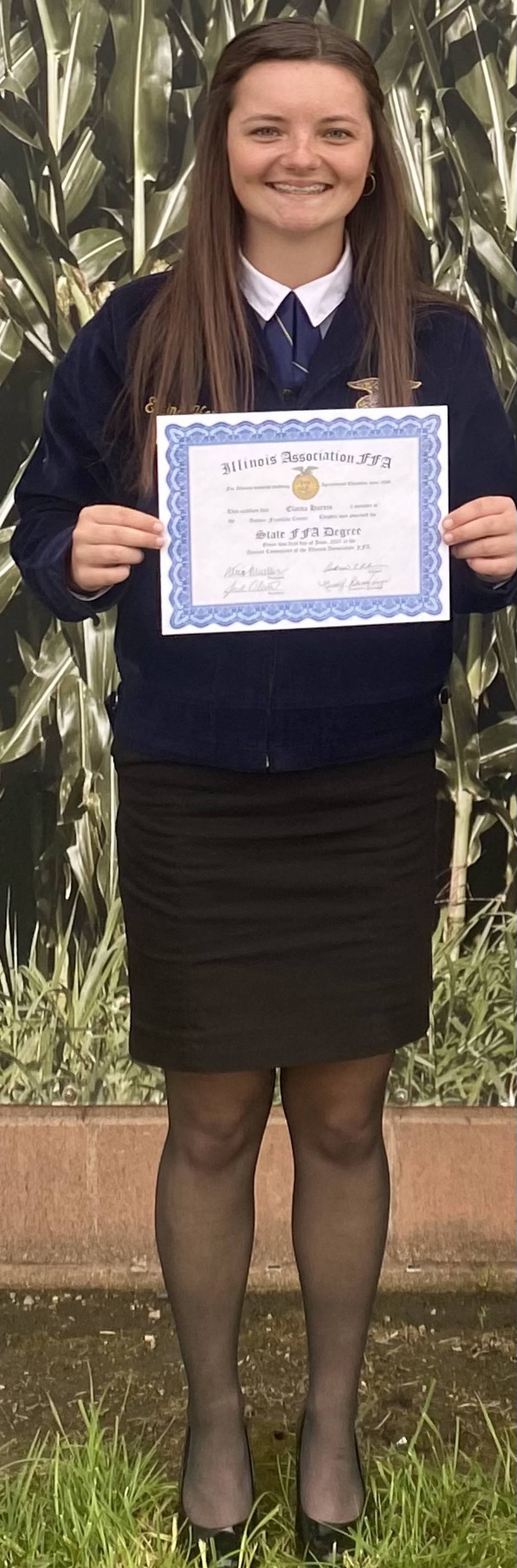 Lee County Farm Bureau Foundation Gentry Family Agricultural Scholarship and the Lee County Farm Bureau Foundation Scholarship recipient Elaina Harris