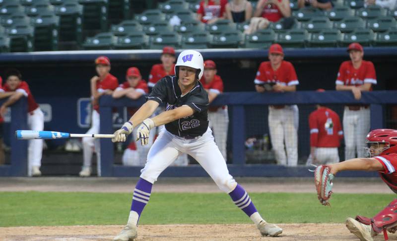 Wilmington's Ryan Kettman strikes out swinging against St. Anthony during the Class 2A semifinal game on Friday, May 31, 2024 at Dozer Park in Peoria.