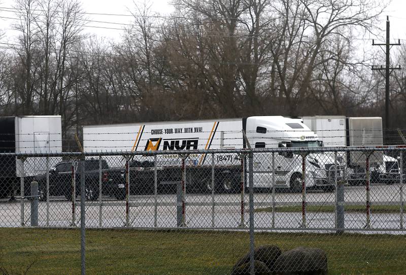 Trucks at NVA Transportation, at 7013 Sands Road, in Thursday, March 14, 2024. The company is still looking for ways expand after Crystal Lake City Council unanimously denied NVA Transportation’s request for a truck terminal expansion on its 22-acre property.