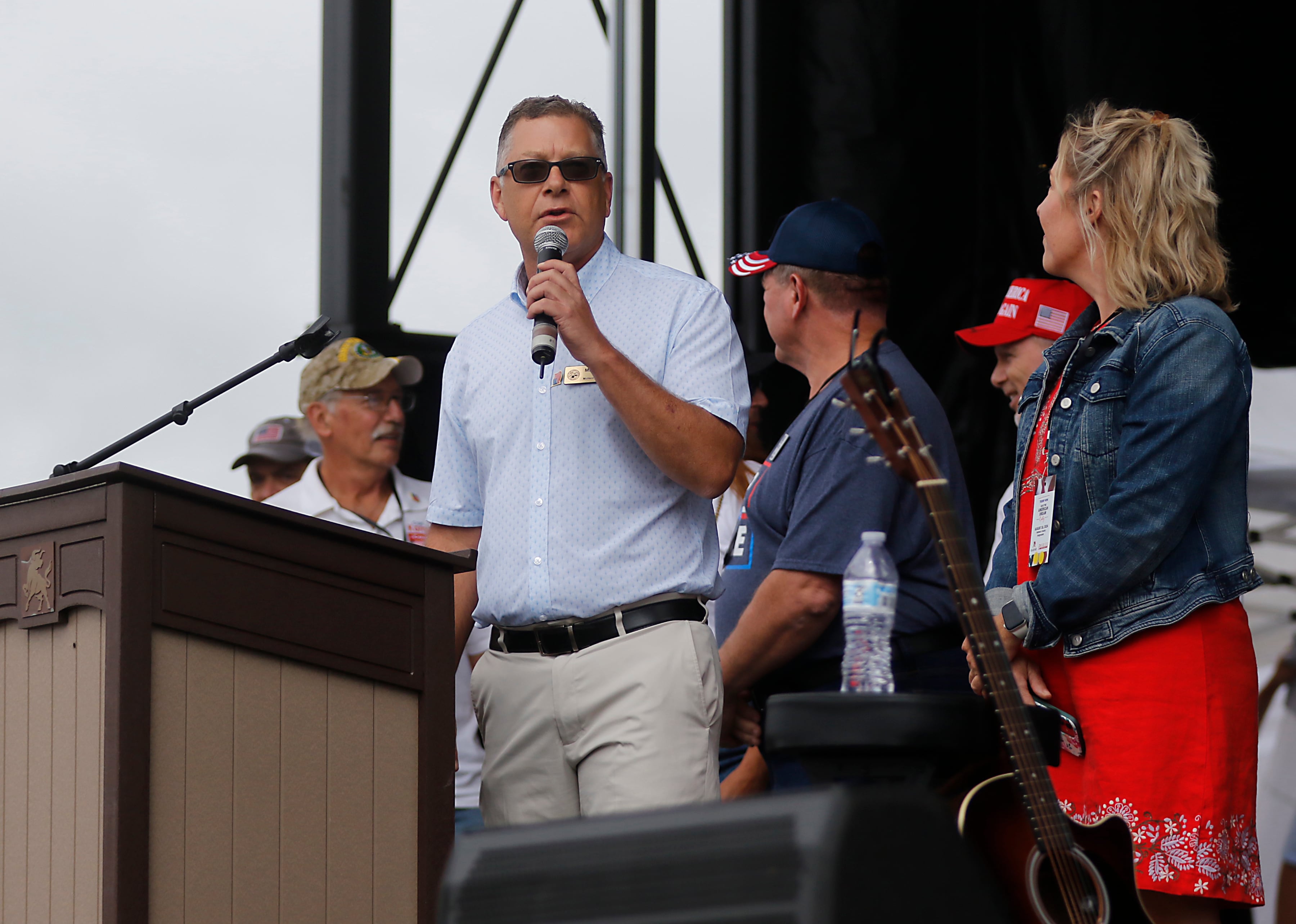 McHenry County Board Chairman Michael Buehler speaks during the Trump Now-Save the American Dream Rally at the McHenry County Fairgrounds on Sunday Aug. 18, 2024, in Woodstock.