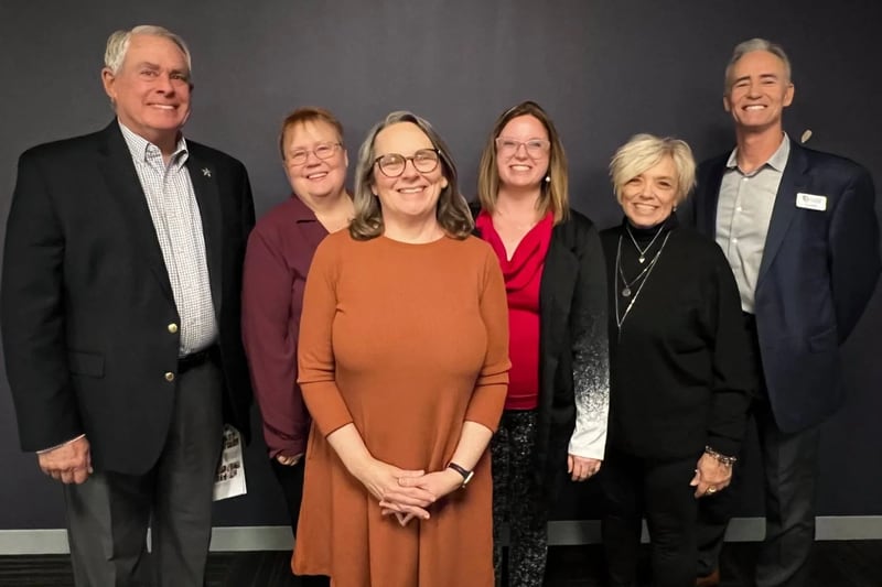 The 2023 WIN Celebration of Giving Grant Recipients were Chaplain Dave Van Laar, La Salle County Sheriff’s Chaplain Division; Pastor Kris Zierke, Our Saviour's Lutheran Church; Safe Journeys Executive Director, Susan Bursztynsky; WIN Grants Committee Chair Debbie Buffington; Melissa Engel, Safe Journeys Community engagement director; and Starved Rock Country Community Foundation President Fran Brolley.