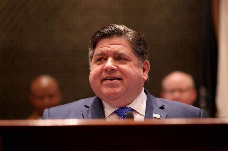 Governor J.B. Pritzker delivers his State of the State and budget address before the General Assembly at the Illinois State Capitol, Wednesday, Feb. 21, 2024.