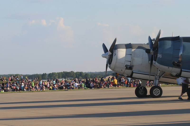 TBM Avengers wait on the runway during the annual TBM Avenger Reunion and Air Show on Friday, May 17, 2024 at the Illinois Valley Regional Airport in Peru.