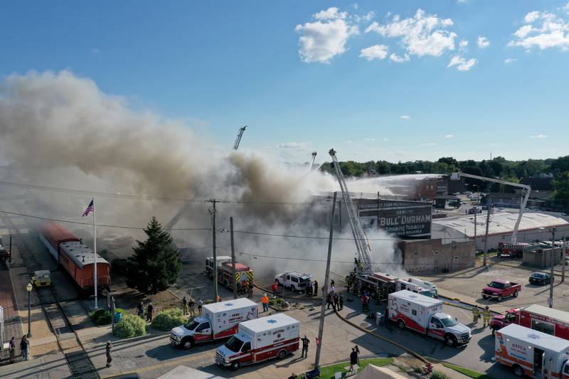 Nineteen fire departments from all over the Illinois Valley battled an apartment fire in the 800 block of Main Street on Monday, Aug. 22, 2022 in Mendota.