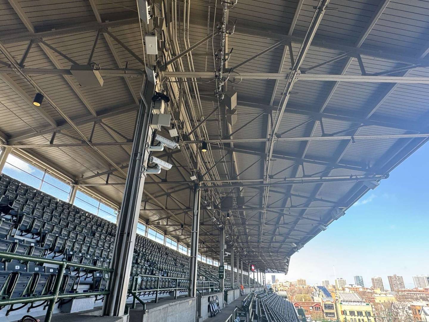 A view of the new upper deck roof at Wrigley Field, which was installed during the offseason.