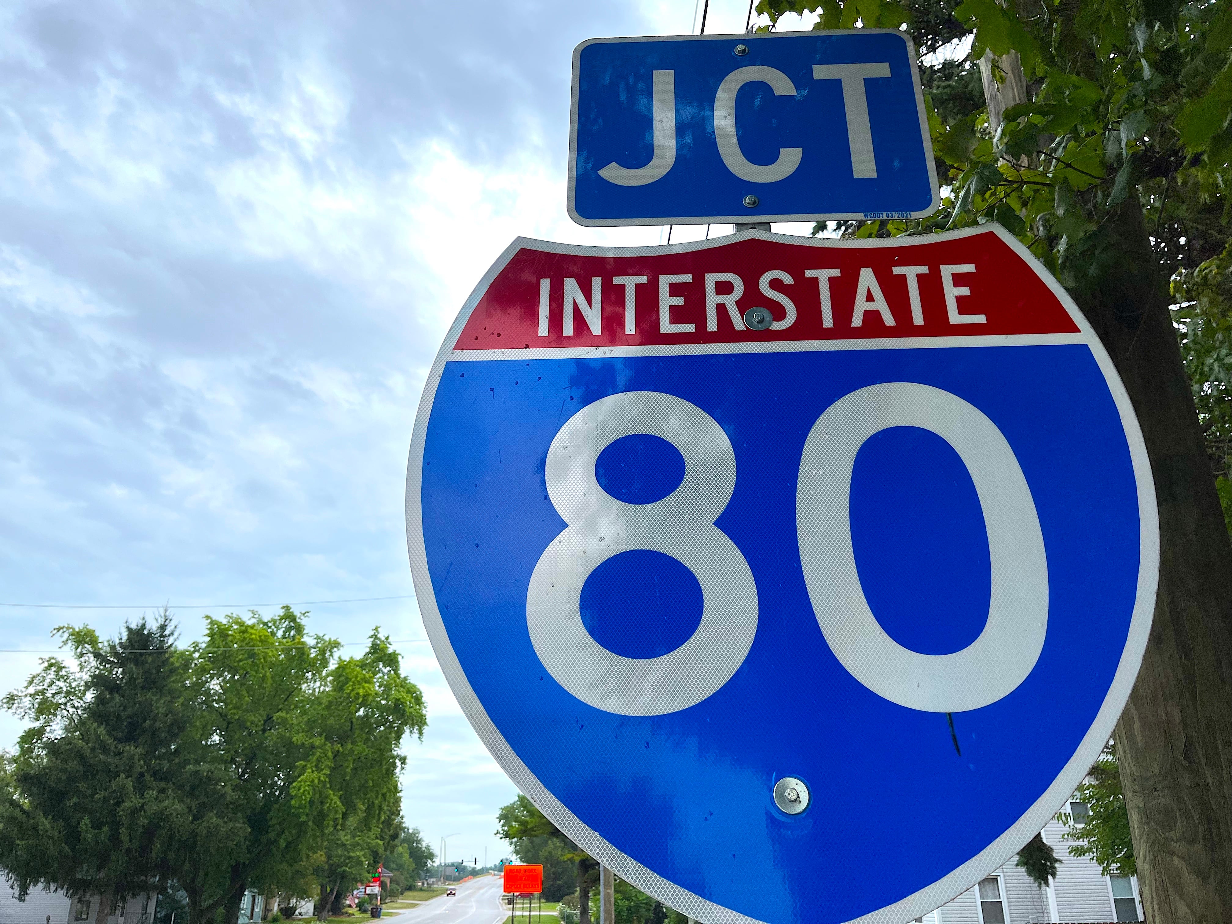 A sign for Interstate 80 seen on Aug. 15, 2024 on Briggs Street in Joliet.