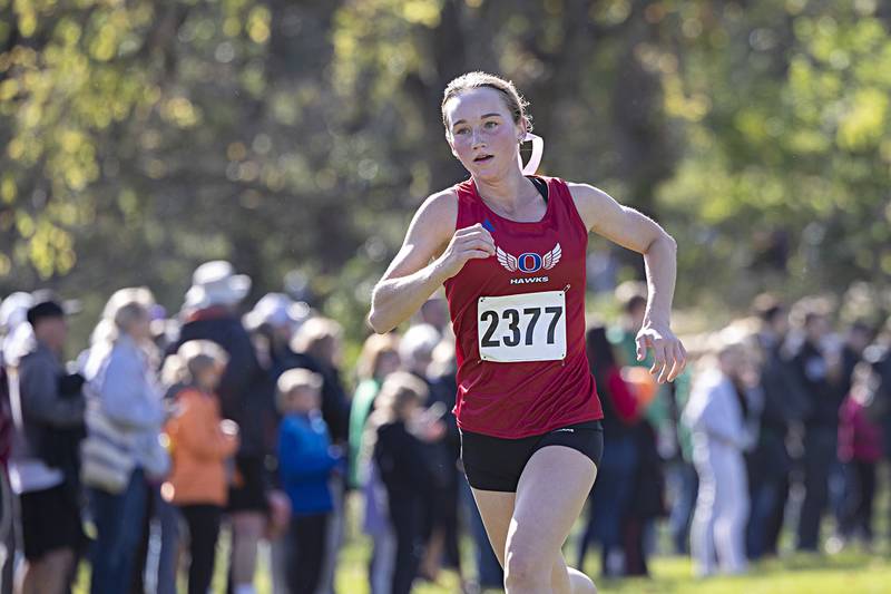 Oregon’s Ella Dannhorn runs in the 50th Amboy Columbus Day Cross Country Invite Monday, Oct. 9, 2023.