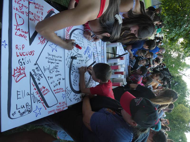 A prayer vigil and balloon release was held at Oriole Park in Chicago on Monday night, August 1, 2022 to mourn the loss of seven killed, including Lauren Dobosz and her four children, in a tragic car crash that occurred Sunday on I-90 near Hampshire.