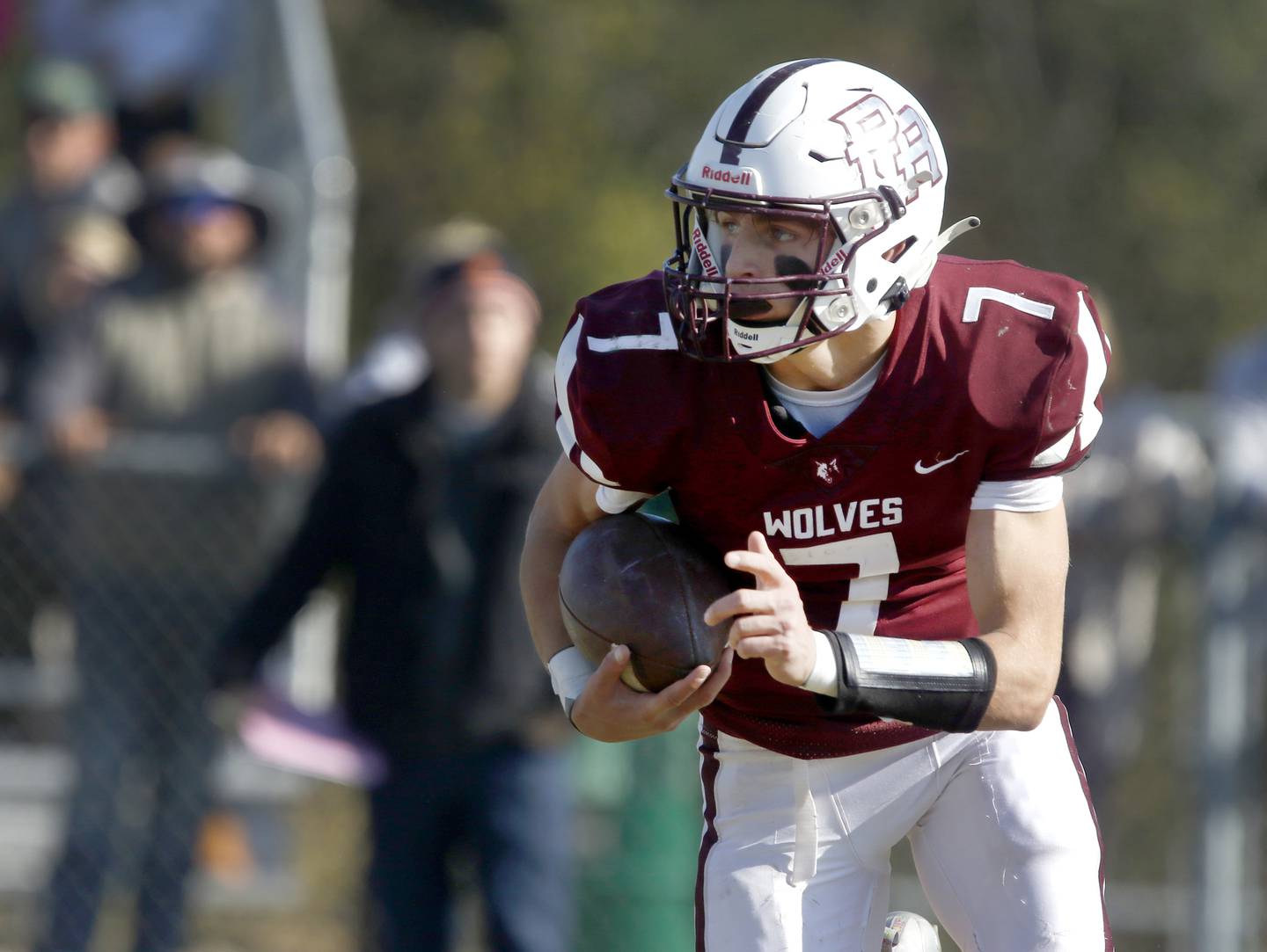 Prairie Ridge's Tyler Vasey runs with the ball during a IHSA Class 6A first round playoff football game Saturday, Oct. 29, 2022, between Prairie Ridge and Crystal Lake South at Prairie Ridge High School in Crystal Lake.