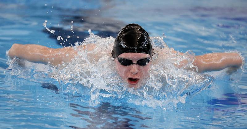 Lucas Bucaro of Barrington competes in the Boys 200 Yard IM during the IHSA Boys state swim finals Saturday February 25, 2023 in Westmont.