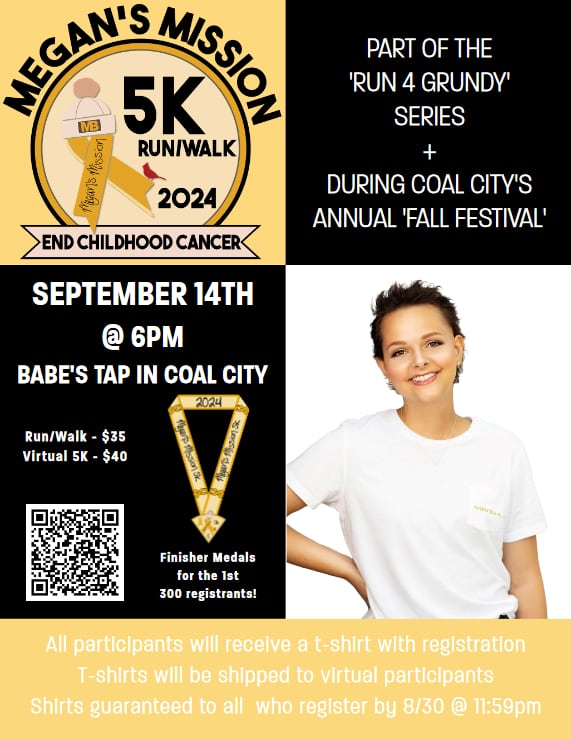 The flyer for those who would like to participate in the Megan's Mission Foundation 5K Run and Walk in September.