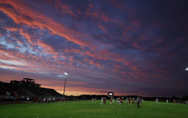 As the sun set Barrington took on South Elgin Friday, Aug. 30, 2024 in South Elgin in the first football game of the season.